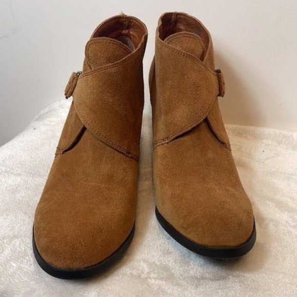 Lucky brand Sumarah  camel  suede ankle wedge boot with buckle size 10 NEW - Picture 3 of 9